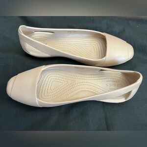 CROCS Women's Beige Iconic Comfort Flats